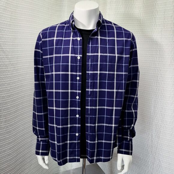 Thomas Mason For J.Crew Blue Plaid Casual Dress Shirt Slim Fit Men's L - Picture 2 of 13